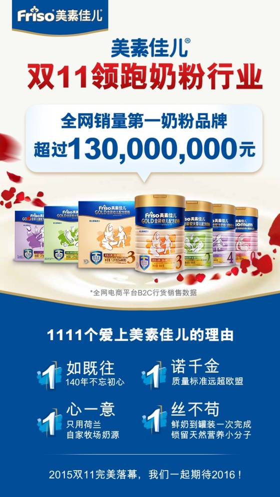 美素佳兒奶粉雙11銷售額破1.3億，勇奪奶粉行業第一