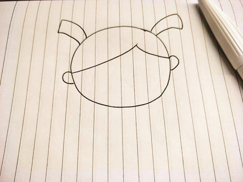 看書的小女孩簡筆畫