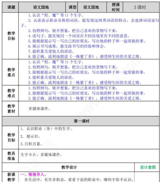 2021年部編版二年級下冊第二單元語文園地二教案資源免費下載