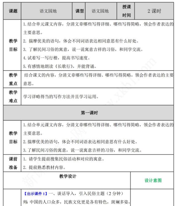 2021年部編版六年級下冊第一單元語文園地一教案資源免費下載
