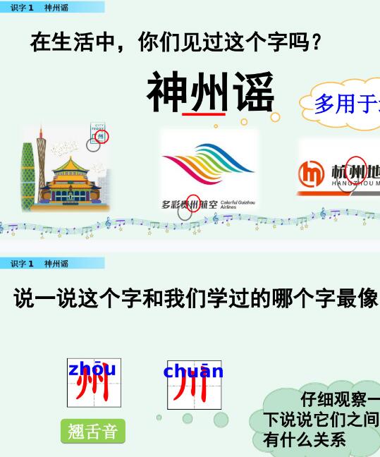 2021年部編版二年級下冊識字1：神州謠PPT課件資源免費下載