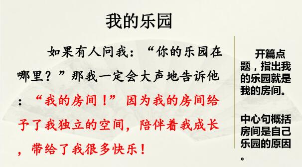 四年級下冊第一單元習(xí)作范文：我的樂園PPT課件免費下載