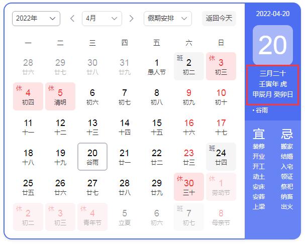 2022年谷雨是農歷的哪一天