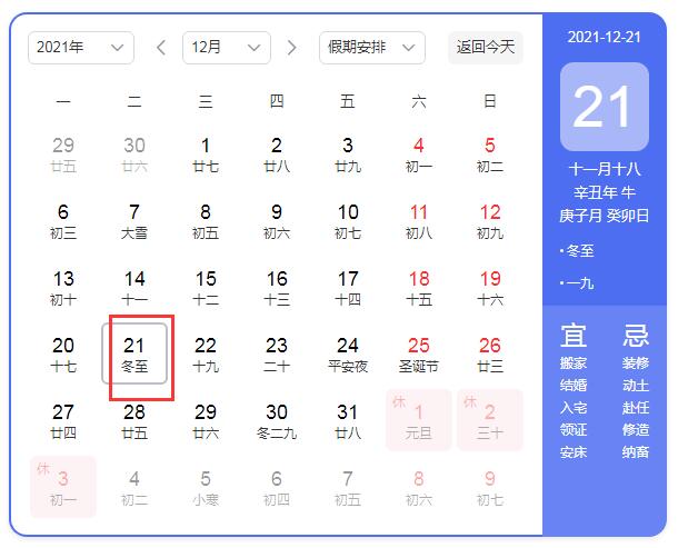 2022年冬至是農(nóng)歷哪一天