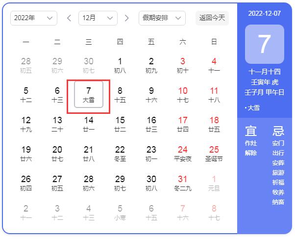 2022年大雪是幾月幾號幾點幾分