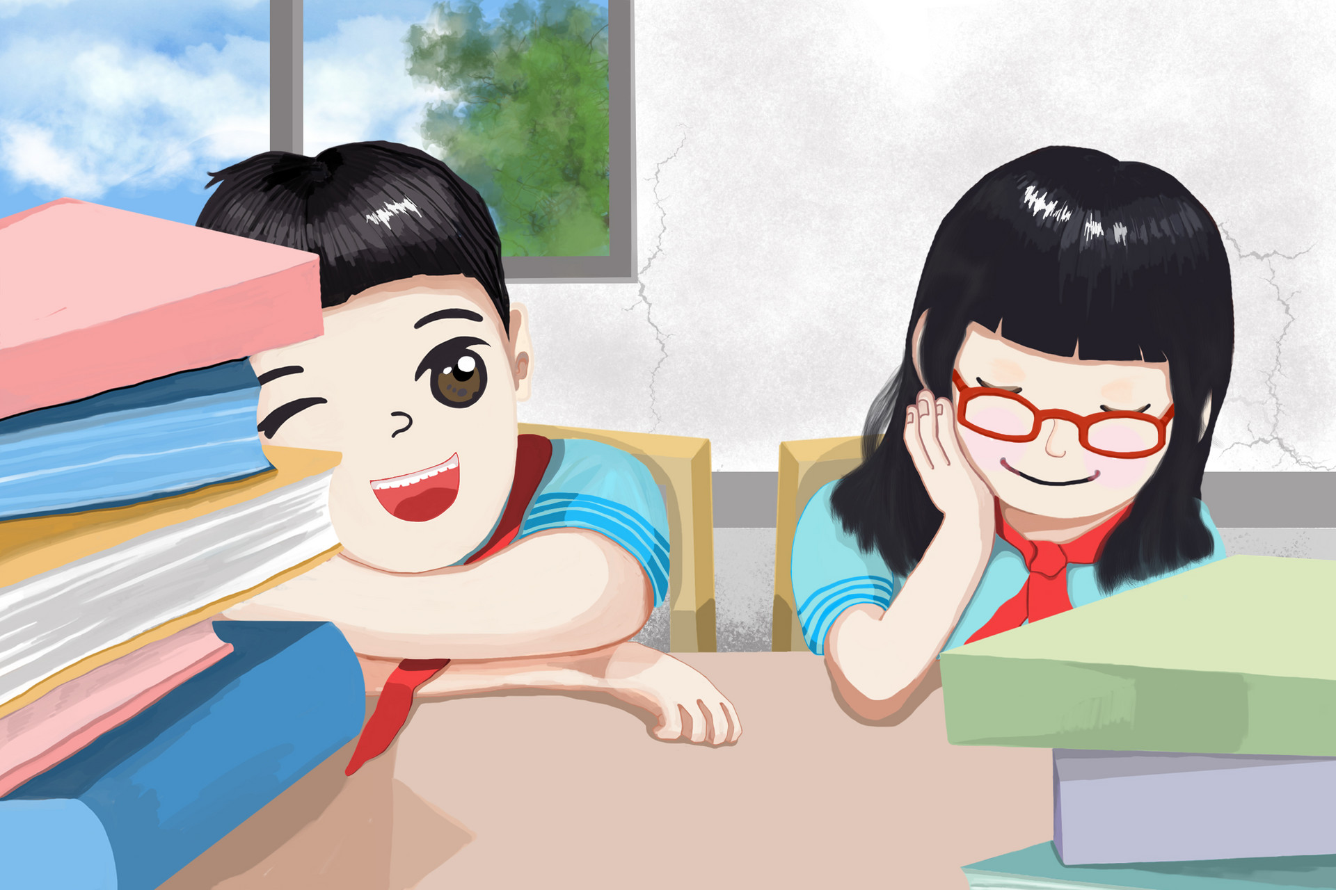 我的同桌作文100字女生