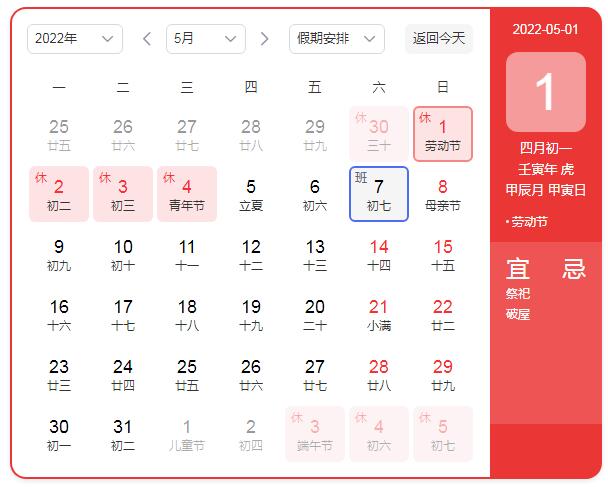 2022年5月黃道吉日一覽表